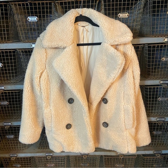 Free People notched Teddy peacoat Jacket cream nbnn - Picture 10 of 16